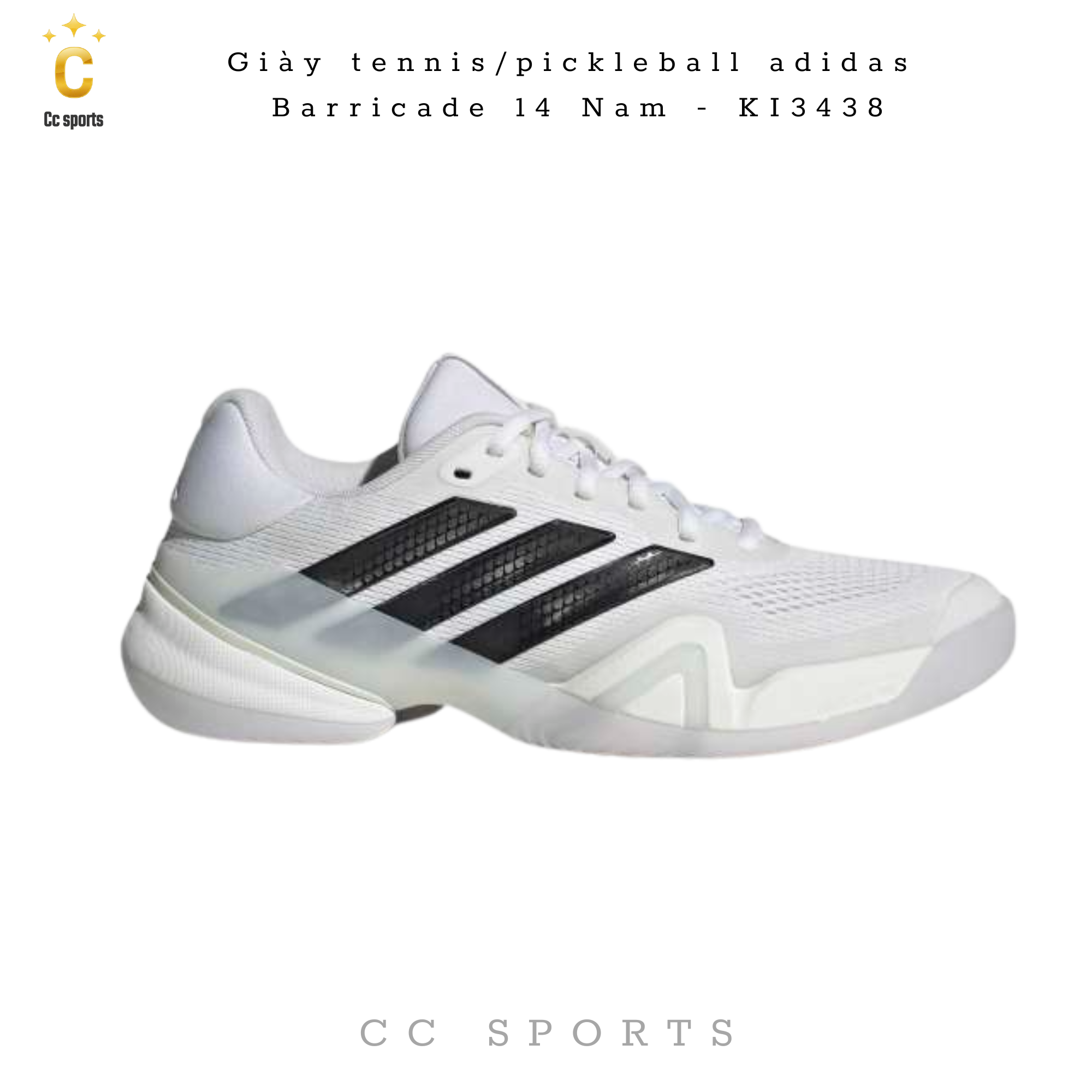 Giày Tennis/Pickleball Adidas Barricade 14 M - Trắng
