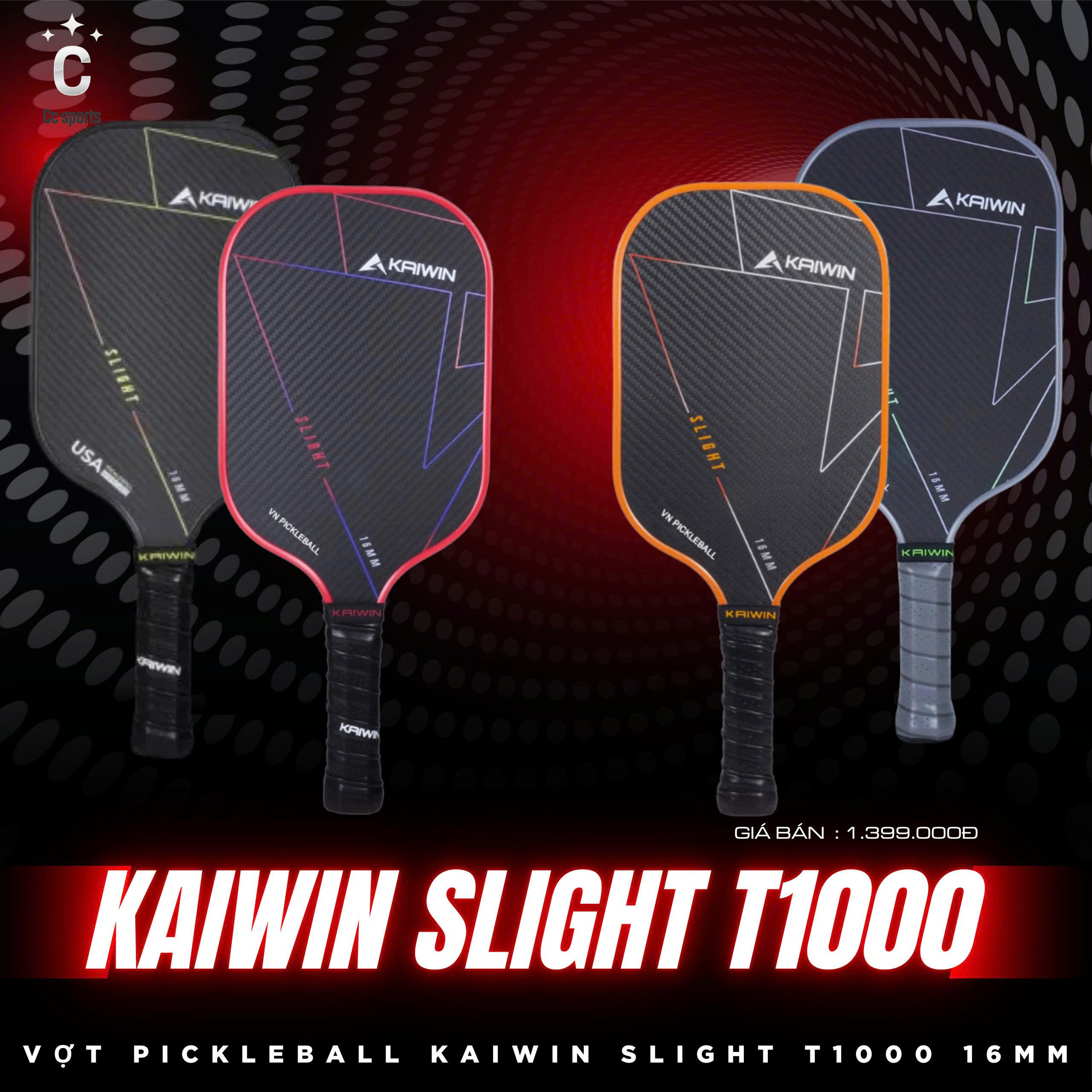 Vợt Pickleball Kaiwin Slight T1000 16mm