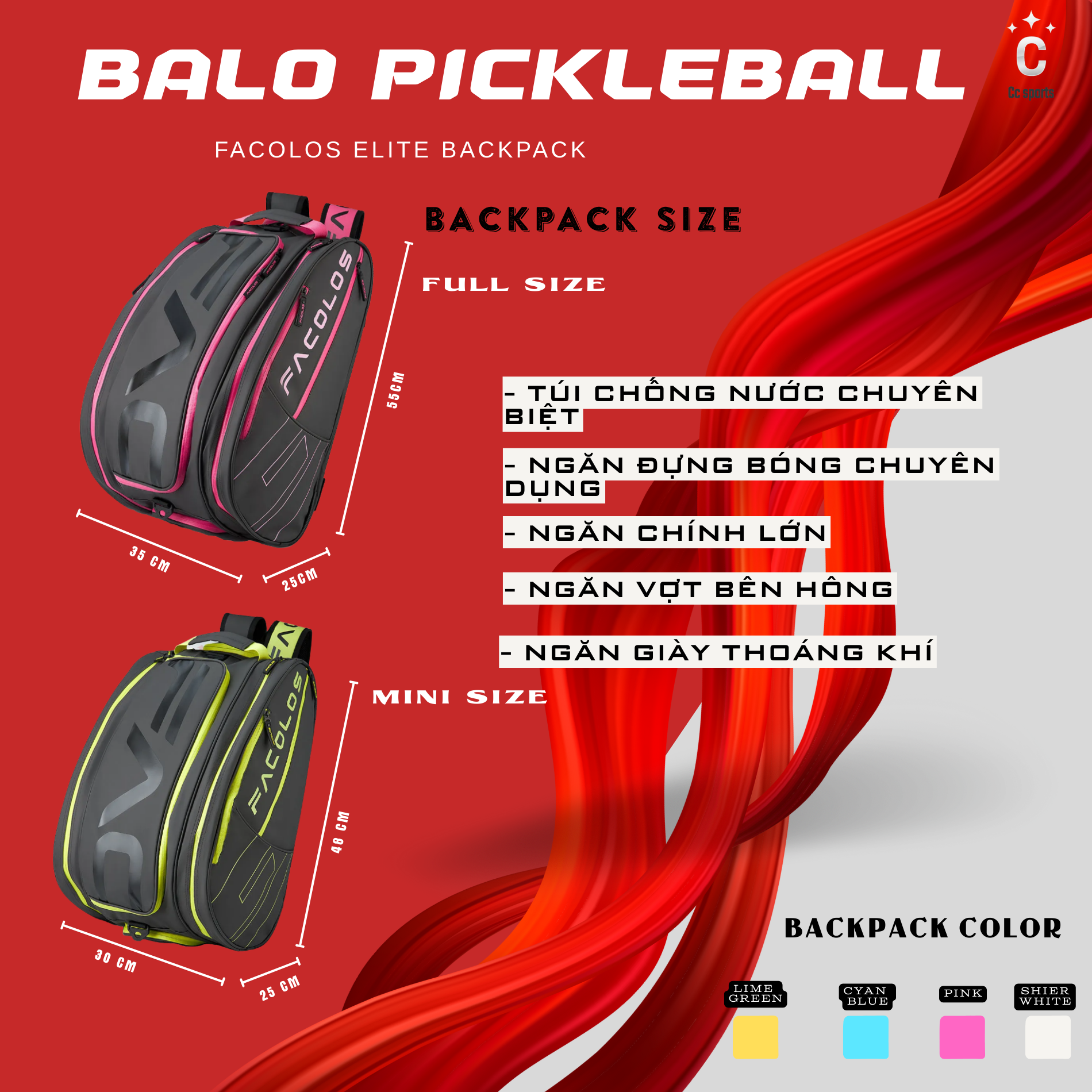 Balo Pickleball – Facolos Elite Backpack