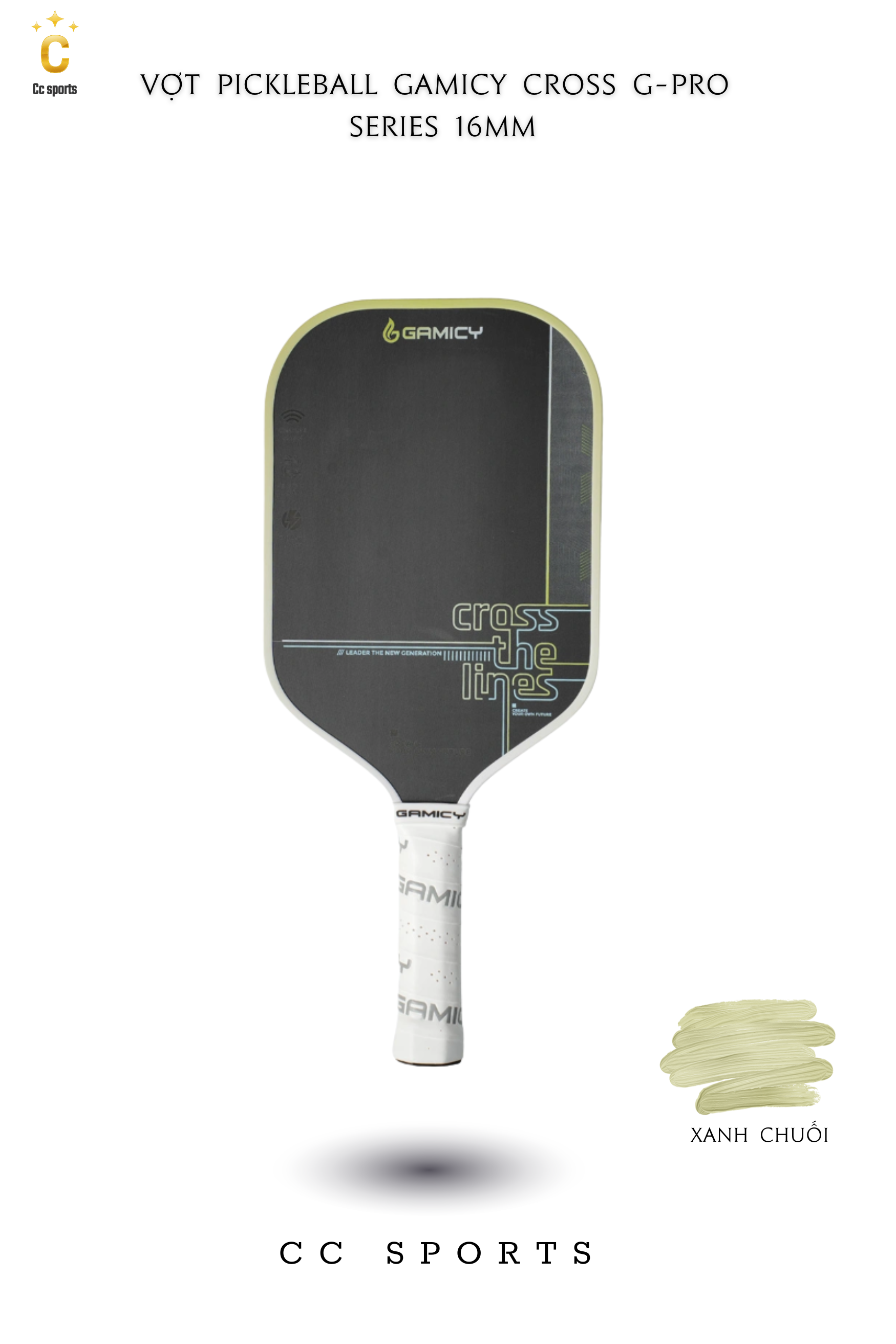 Vợt Pickleball Gamicy Cross G-Pro Series 16mm- Màu Xanh Chuối